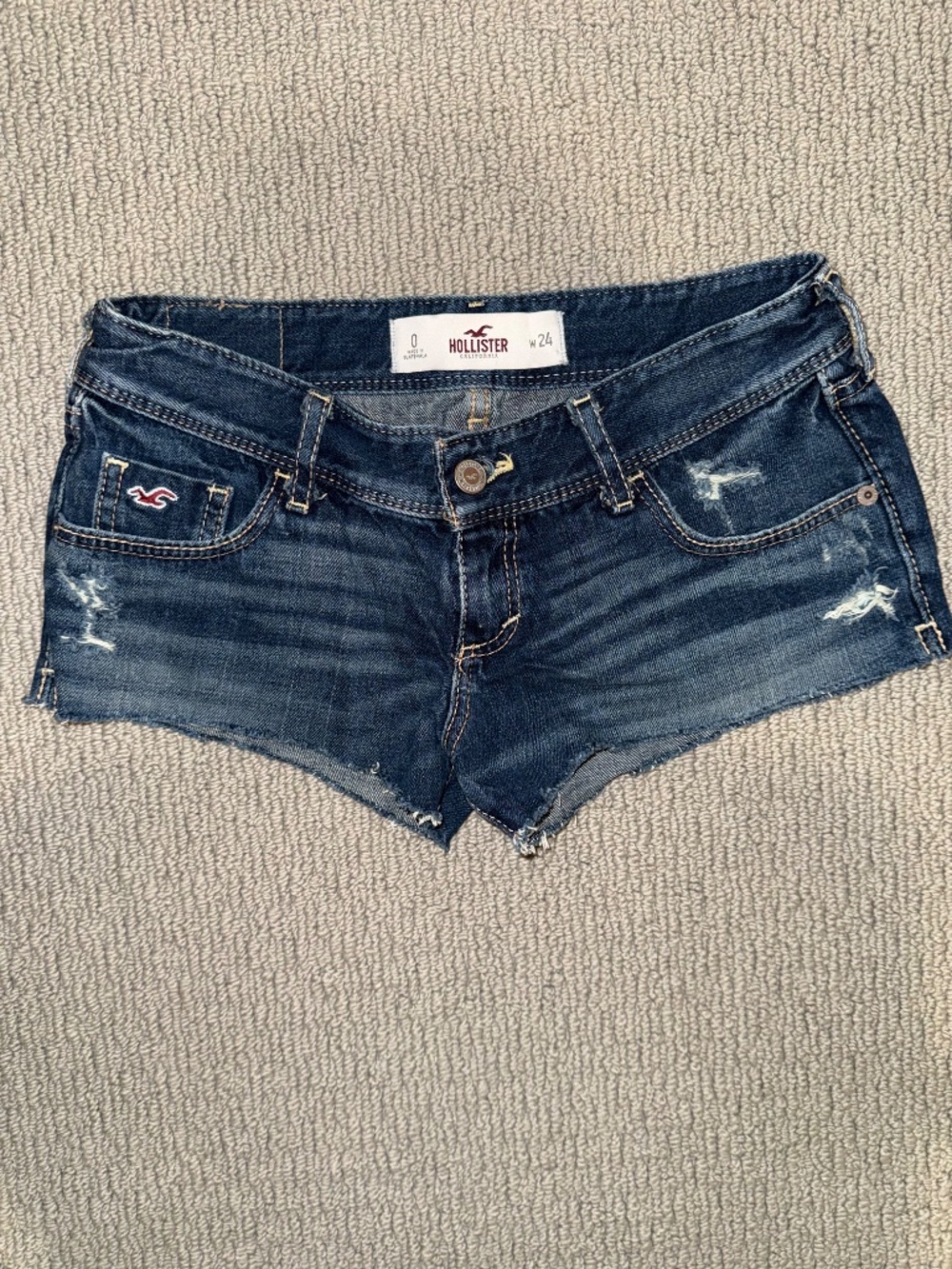 Vintage Hollister Distressed Denim Cutoff Shorts Size 0 W24 Low Rise Dark Wash - Picture 3 of 16